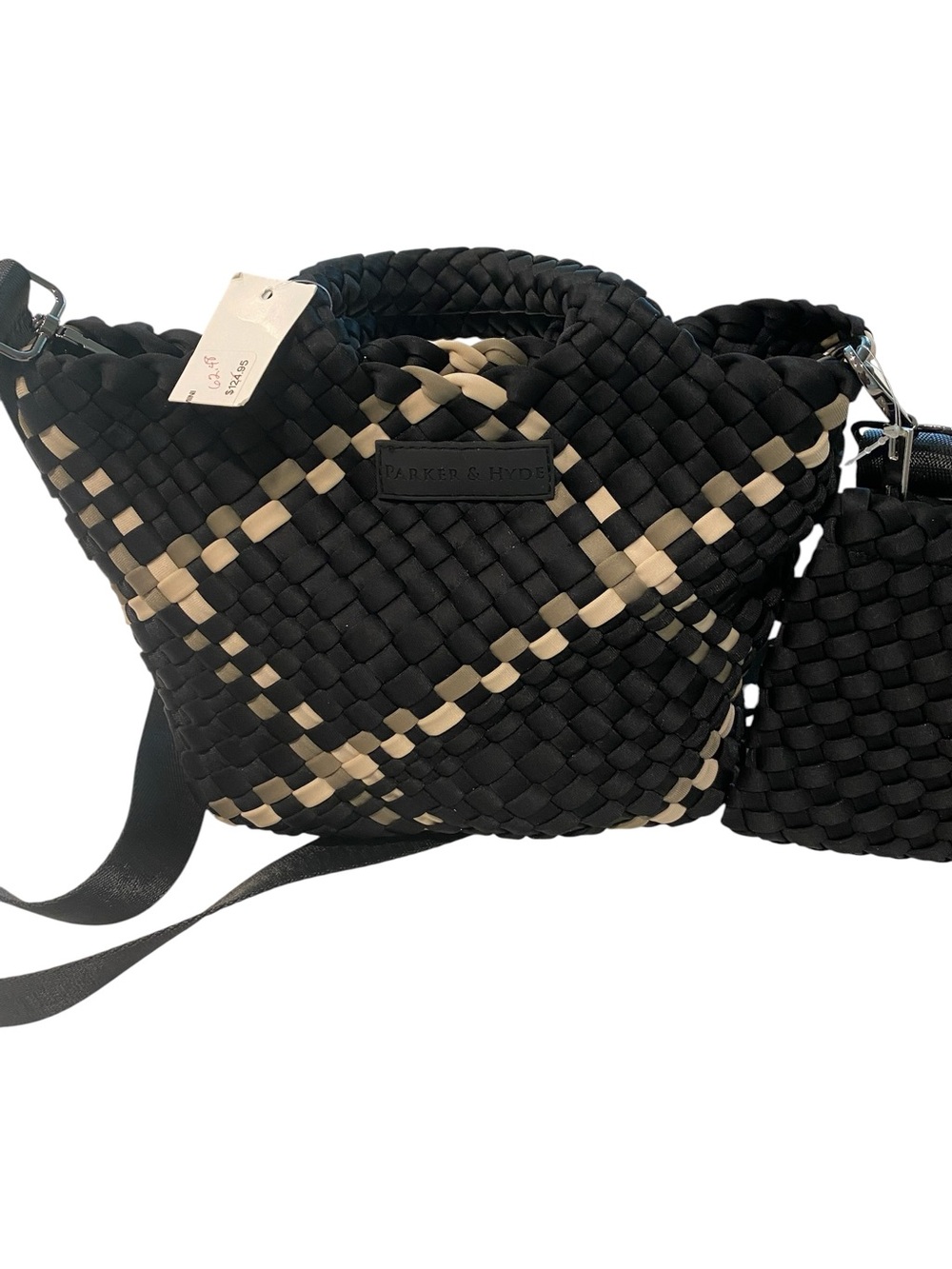 Parker & Hyde Black and Cream Woven Crossbody Bag